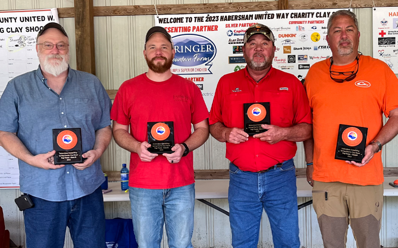 Class B winners were City Plumbing & Electric. Pictured (from left) are Mitch Davenport, Justin Farmer, Tim Farmer and Chad “Op” Coward. CANDICE HOLCOMB/Submitted
