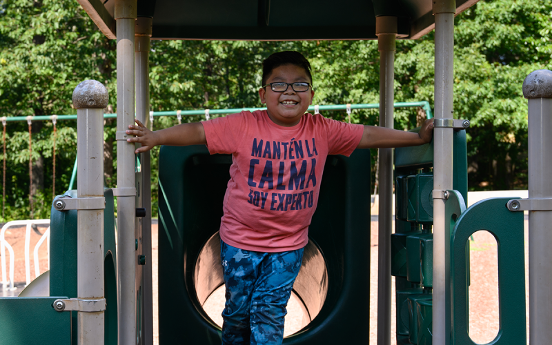 Gorgie had a wide smile on his face after sliding up and down the slide at Cornelia City Park. ZACH TAYLOR/Special