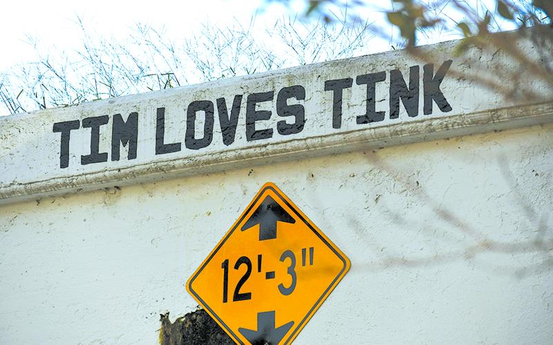 The Tim Loves Tink mural may need to be relocated after objections from Norfolk Southern Railroad. JULIANNE AKERS/Staff