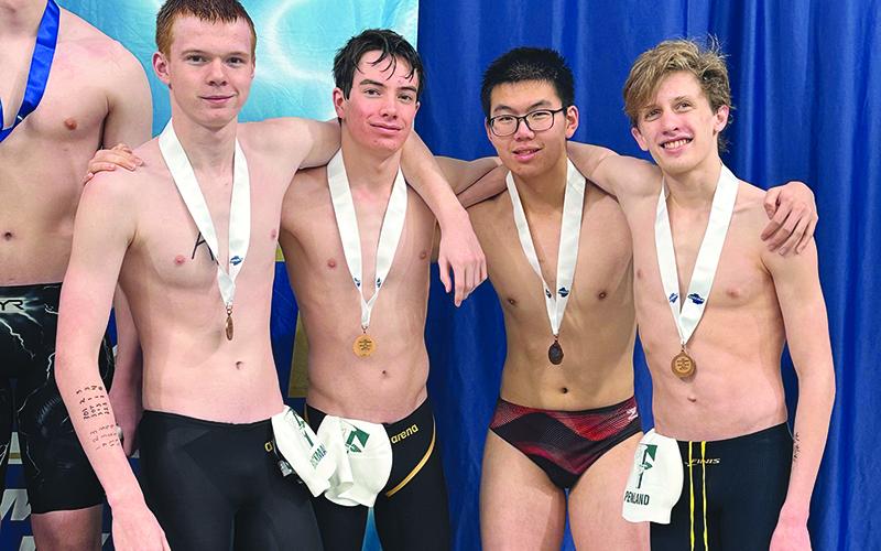 Tallulah Falls’ 200 medley relay team of Henry Rickman, Caden Polley, William Xu and Grayson Penland took third in the state. TFS ATHLETICS/Submitted