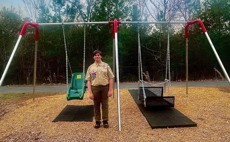 Troop 5 Scout Jaron Horton built a handicapped swing at Mt. Airy Park for his Eagle Scout community service project. SUBMITTED