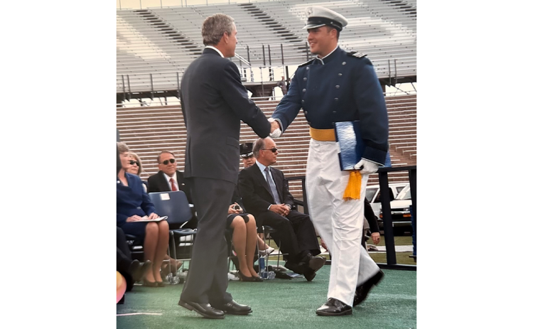 Habersham Central alum Matt Burrell met President George W. Bush after graduating from the Air Force Academy after his football days ended.MATT BURRELL/Submitted