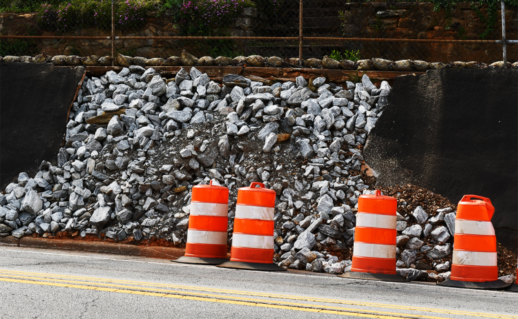 The wall in Demorest is scheduled to be repaired starting May 9. MATTHEW OSBORNE/Staff