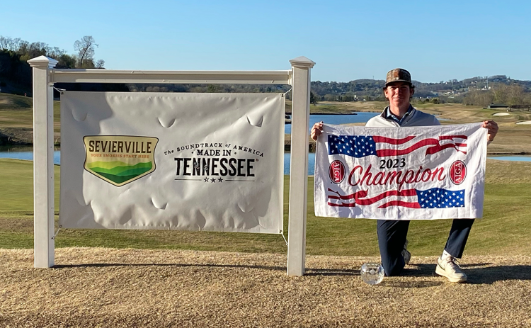 Habersham Central golfer Jack Rowe celebrates his win in the American Junior Golf Association tournament in Sevierville, Tenn. SUBMITTED