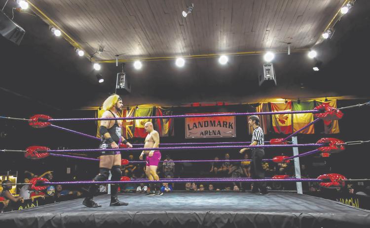 Matt Sells takes on Mr. Delicious in a match at the Landmark Arena in Cornelia during its fabled pro wrestling history.