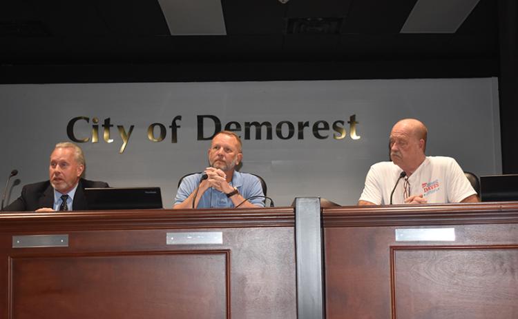 Demorest City Council candidates (from left) Jim Welborn, Donnie Bennett and Jimmy L. Davis held a forum Tuesday night for voters. MATTHEW OSBORNE/Staff