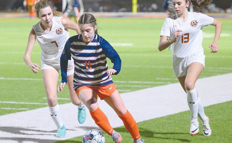 Habersham's Ansley Means works the ball downfield during a recent home match. ZACH TAYLOR/Special