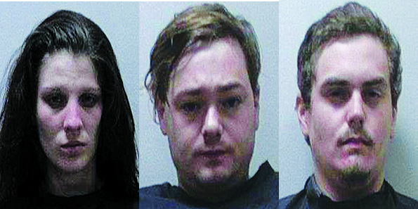 Brianne Marie Ross-Rummel, Eric Lee Martin and Tyler Lee Gibson were arrested Wednesday.