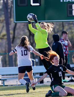Goalie Kyndal Anderson logged her fifth shutout of the season in the Lady Indians win over Prince Avenue. AUSTIN POFFENBERGER/Special