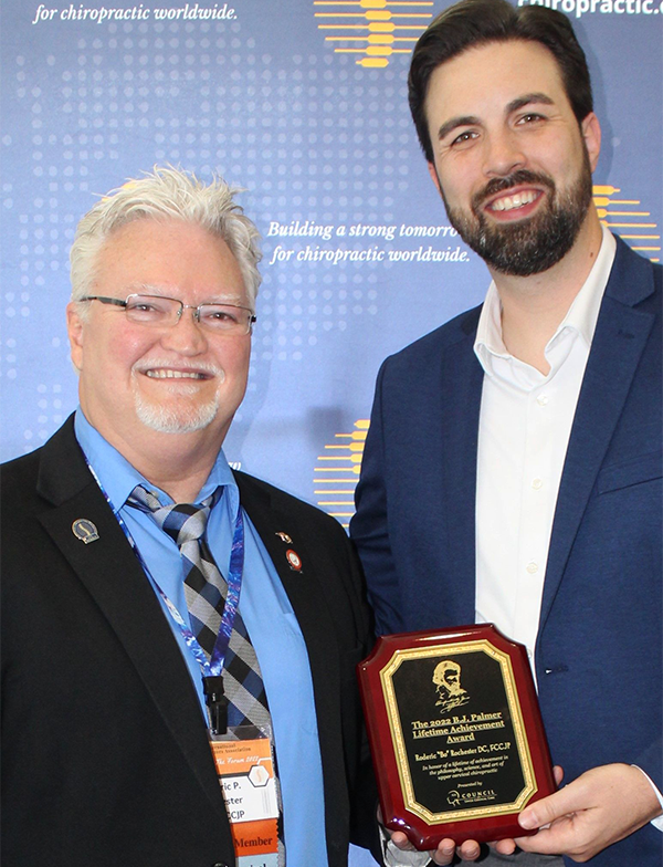Dr. Roderic “Bo” Rochester (right) receives his lifetime achievement award. KELLY MILES/Submitted 