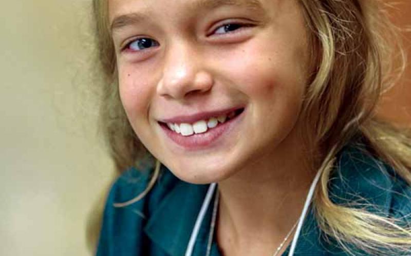 Tallulah Falls School (TFS) opened Aug. 12 with 545 students, including 237 students from Habersham County. Fifth-grade student Laurel Blake Kafsky of Clarkesville is all smiles on the first day of the 2019-20 academic year. Kafsky is the fourth in her family to attend TFS. She has older siblings in seventh, ninth and 12th grades. (Photo/E. LANE GRESHAM)