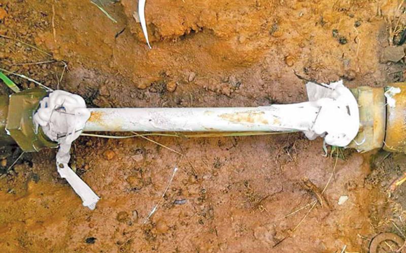 Demorest city officials discussed Tuesday at the council’s regular work session the issue of water theft. Some residents have been stealing water through “straight-piping,” shown above, where they remove the water meter.