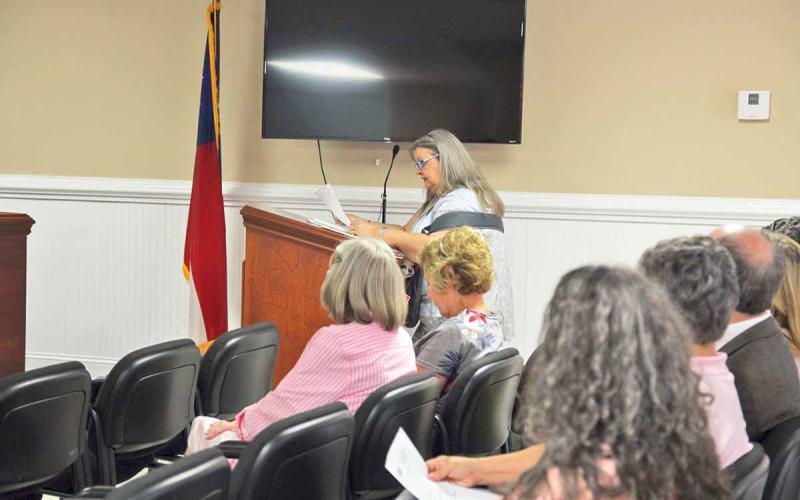 Demorest resident Deborah Showalter reads the letter on behalf of concerned citizens during the Tuesday night council meeting. She told The Northeast Georgian this letter has the support of 80-plus people. (Photo/ERIC PEREIRA)