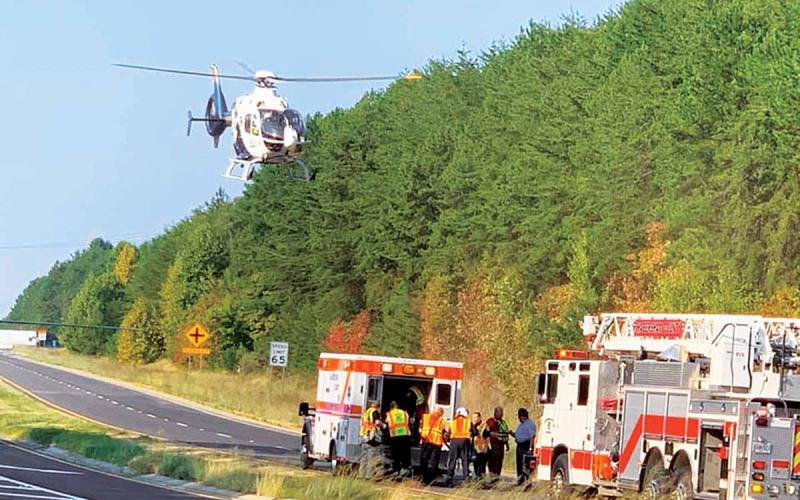 A helicopter at the scene of a fatal crash near Tallulah Falls. Two women died.