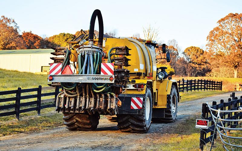 A truck enters the property on Alec Mountain Road in Clarkesville, where Wilbros has been operating since about late October.