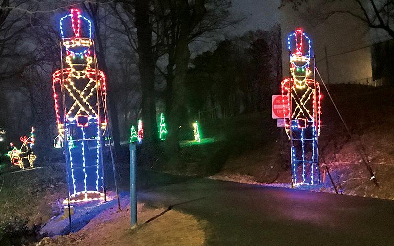 These toy soldiers guard the park behind the Cornelia Community House as the city prepares for Christmas in the Park over the next three days.