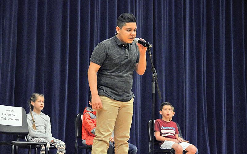  South Habersham Middle School seventh grader Richard Navarro spelled "throttle" to win the Habersham County spelling bee.