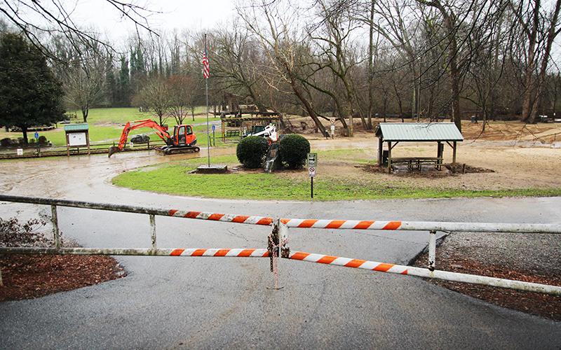 Pitts Park in Clarkesville has seen some damage during the recent weeks of wet weather.