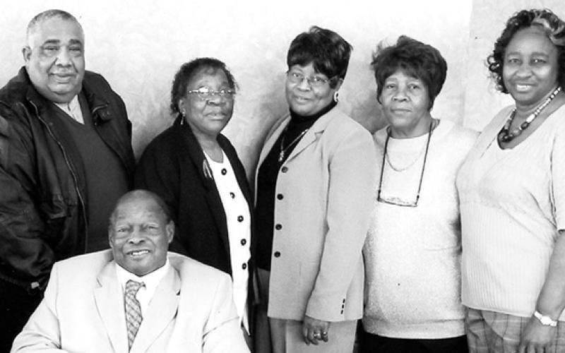 Members of the Class of 1958 (50th Reunion) include James Earl Gober, Louise Gibson King, Barbara West, Elnora Cantrell and Charlotte Bush. James West is seated.