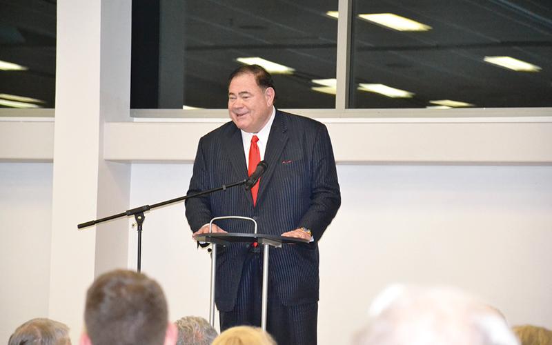 David Baker, CEO and president of the Pro Football Hall of Fame, gives the keynote address at the American Values Dinner on Thursday night at Piedmont College.