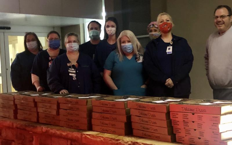 Healthcare workers at Habersham Medical Center appreciated the pizzas on Wednesday.