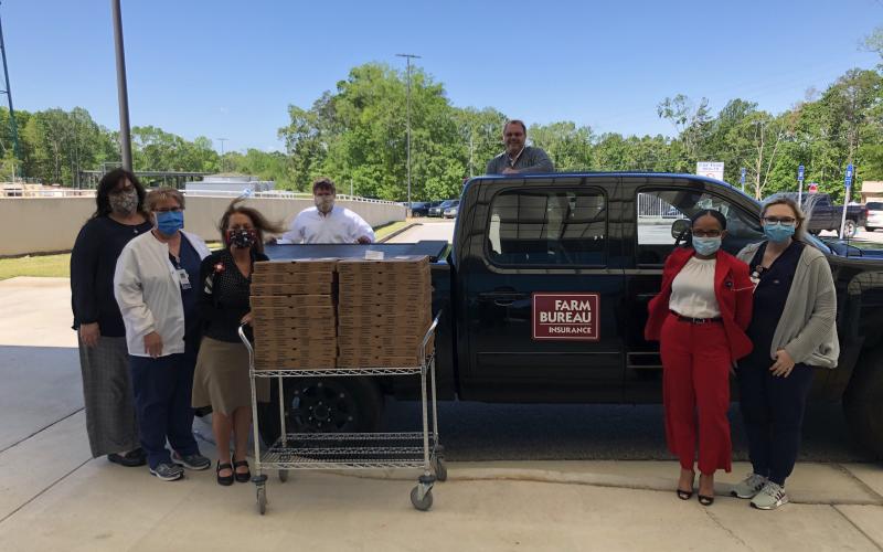 Healthcare workers at Habersham Medical Center appreciated the pizzas on Wednesday.