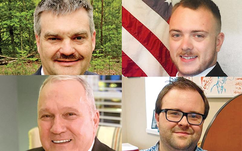 Candidates for the District 10 House seat are (clockwise from top left) Victor Anderson, Robert Crumley, Nick Mitchell and Jimmy Dean.