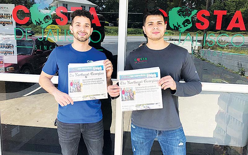 Habersham County is home for Eduardo Garcia (left) and A.J. Garcia (right), owners of Costa de Jalisco. Now, they are excited to see The Northeast Georgian in Spanish serving their community. Photo by DANIELA CINTRON