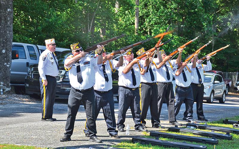 Members of the Veterans of Foreign Wars honor guard participated in last year’s Memorial Day ceremony in Demorest.