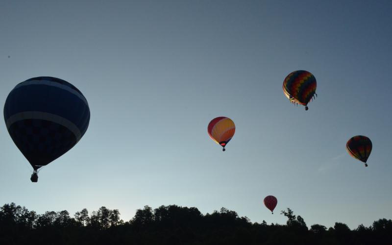 Stephanie Hill/ Soon after the race begins, hot air balloons scatter across White County en route to the finish line at Interstate 95.