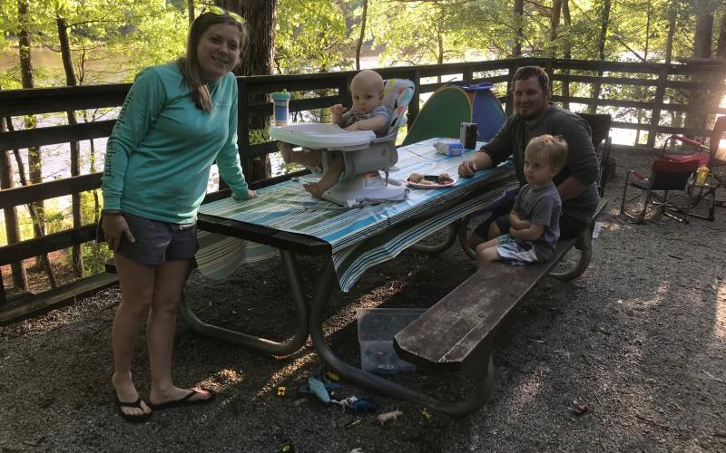 Gary Jones / A family from Anderson, South Carolina enjoys camping at Richard B. Russell Sate Park in April. Georgia State Parks are open even with widespread recreational closures due to the COVID-19 pandemic. Located in Elbert County, Richard B. Russell State Park provides a welcome retreat, and includes Arrowhead Pointe Golf Course.