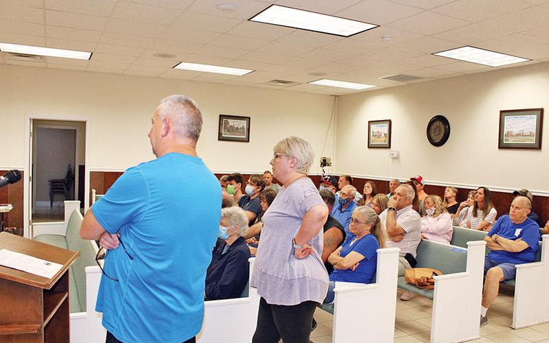 It looked like old times in Baldwin on Monday night, as local residents returned to public meeting mode in force.