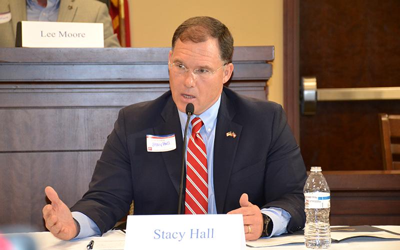 Stacy Hall is seeking a recount in the Georgia Senate District 50 race, which he trails by 40 votes out of 25,000.