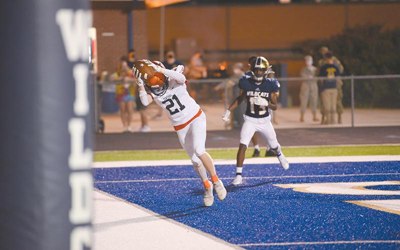 Habersham Central's Austin Wood goes up high to grab a touchdown pass during Friday's win over Apalachee.