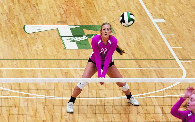 Tallulah Falls' Katy Corbett goes for a dig during Tuesday's match. BRIAN CARTER/Special