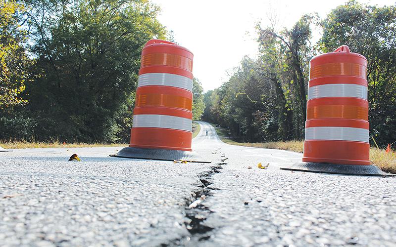 New Liberty Road sunk in and cracked under the pressure of the Oct. 10 flooding throughout Habersham County. Photo by ISAIAH SMITH/Staff