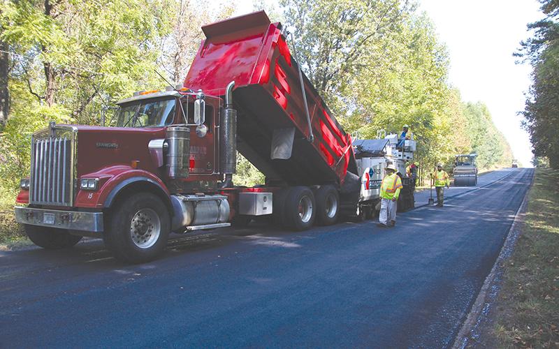 Road paving on Dicks Hill Parkway in Mt. Airy was completed on Wednesday.
