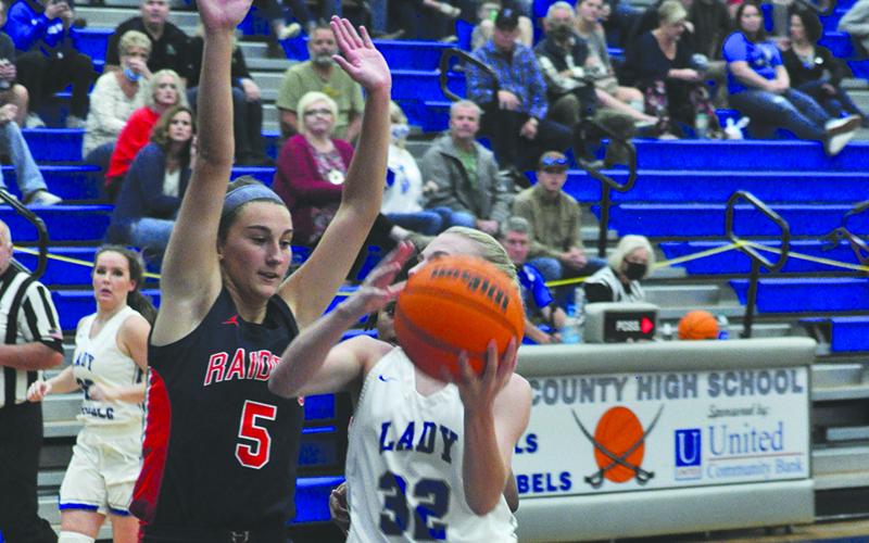 Habersham Central’s Addie Penick defends a Fannin County player during the Nov. 12 scrimmage. CALEB COLLINS/CNI News Service
