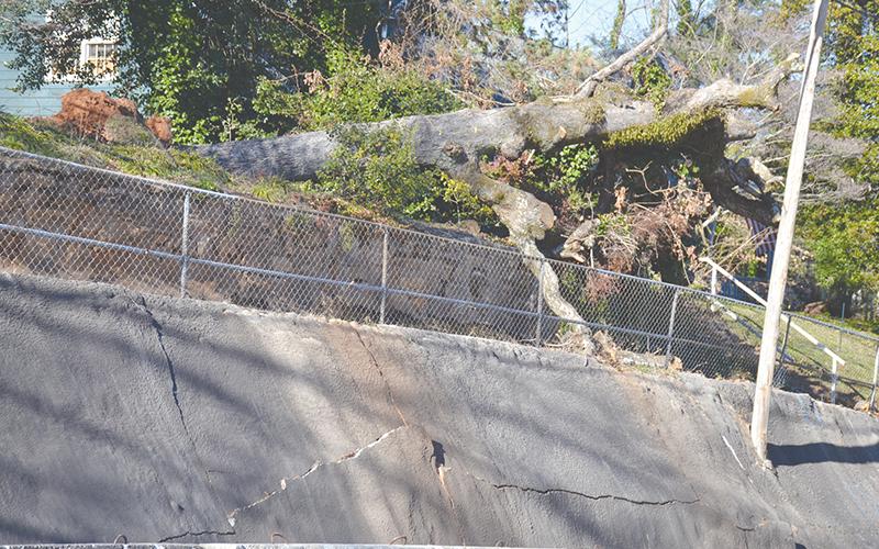 The flooding damage to the wall on Central Avenue in Demorest also brought down a 100-year-old oak tree, according to a letter from residents of Sosebee Lane.