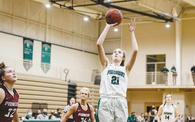 Hope Franklin elevates for two of her school-record 41 points against Birmingham-Southern. Many other offensive records fell on the night, as the Lions raced to a 138-112 victory.