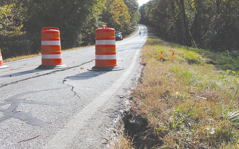 New Liberty Road sunk in and cracked under the pressure of the Oct. 10 flooding throughout Habersham County. Photo by ISAIAH SMITH/Staff