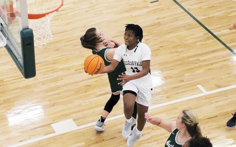Tallulah Falls’ Veronaye Charlton drives to the hoop against North Hall on Tuesday. CHAZ MULLIS/Submitted