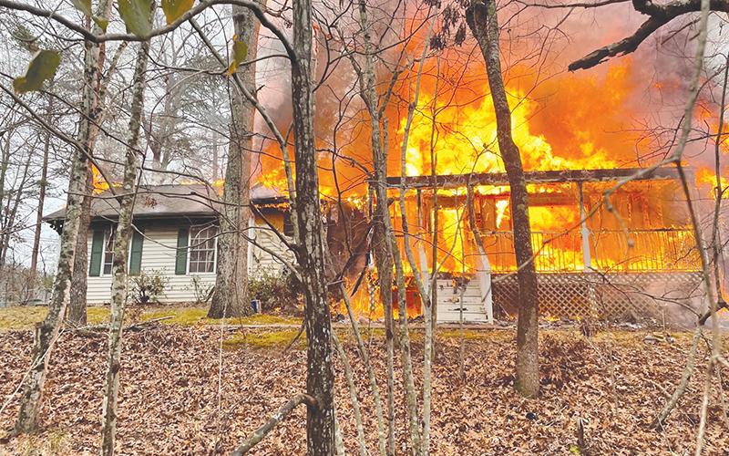 This home on Timberwood Trail in Demorest was lost to a fire Monday afternoon. Photo submitted by Habersham County Emergency Services
