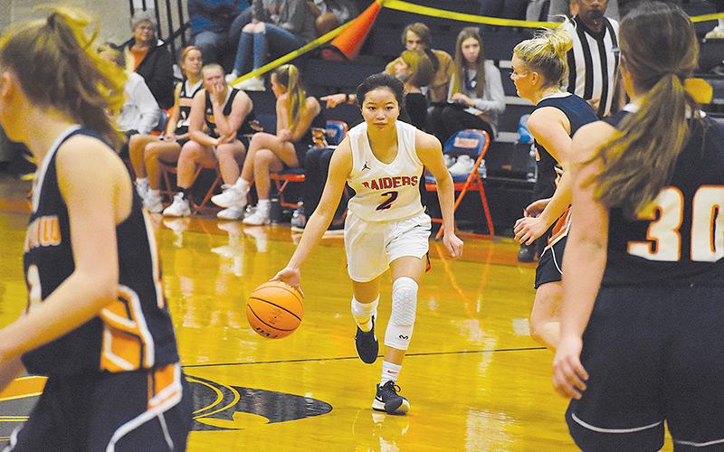Habersham Central's Jazky Bantaum looks for an opening against Lakeview on Saturday.
