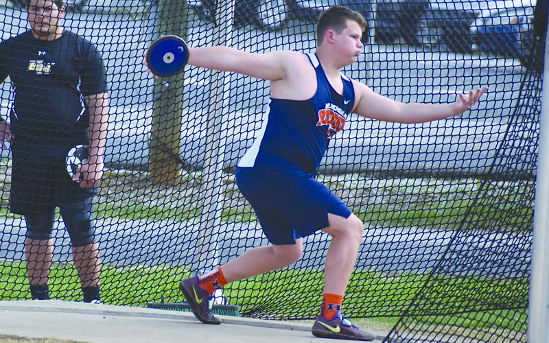 Habersham Central’s Brad Chosewood gets ready to fire the discus at Friday’s meet.