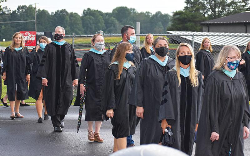 Habersham Central’s teachers walk into the 2020 graduation ceremony.