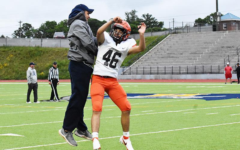 The Raiders celebrated some big plays Wednesday night against Flowery Branch.