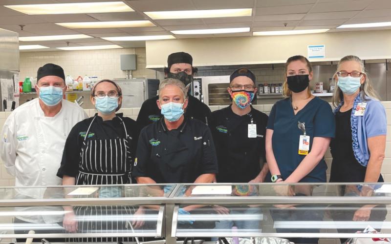 Habersham Medical Center’s dining services department includes (from left) Bruce Johnson, Natalie Allen, Tammy Flaughter, Joel Johnson, Robert Wertz, Irine Erich and Susan West. BRIAN WELLMEIER/Staff