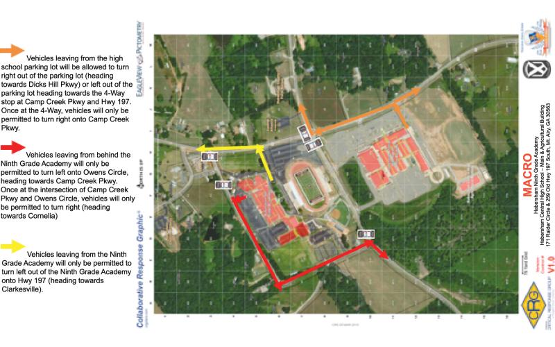 Traffic map for Habersham Central graduation