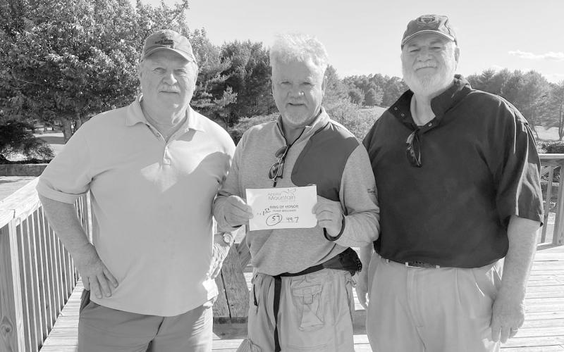 The Habersham County Ring of Honor Golf Tournament was held Friday to raise money for the Raider Booster Club. The gross score winners with a 57 were (from left) Ronnie Tench, Curtis Waters and Ricky Williams, along with Howard Williams (not pictured). BENJI HARRISON/Submitted
